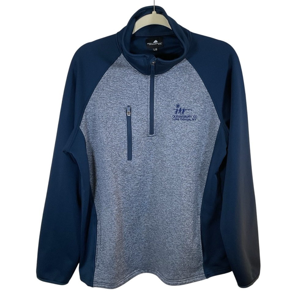 The Weather Co Men’s Navy/Gray Long Sleeve 1/4 Zip Pullover.  Size L